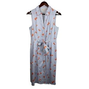 Maison Jules | Blue White Stripe Goldfish Novelty Print Dress New